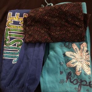 2 pairs of Justice joggers and OS tank top